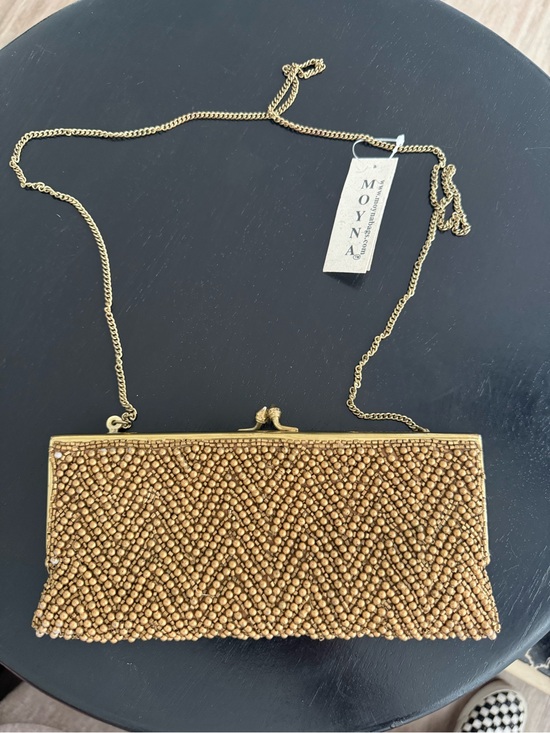 Moyna Handbags - Moyna NWT Gold Beaded Evening Clutch Purse Removable Chain Wedding Cocktail Bag